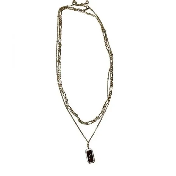 Gold Initial 'K' Pendant Double Necklace w/Faux Diamonds Costume Jewelry - Picture 14 of 14